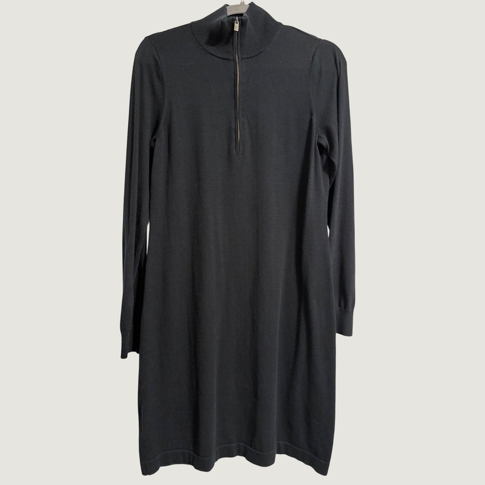 Tommy Bahama Womens Black Quarter Zip Mock Neck Sweater Dress 134-TW61635 Size M
